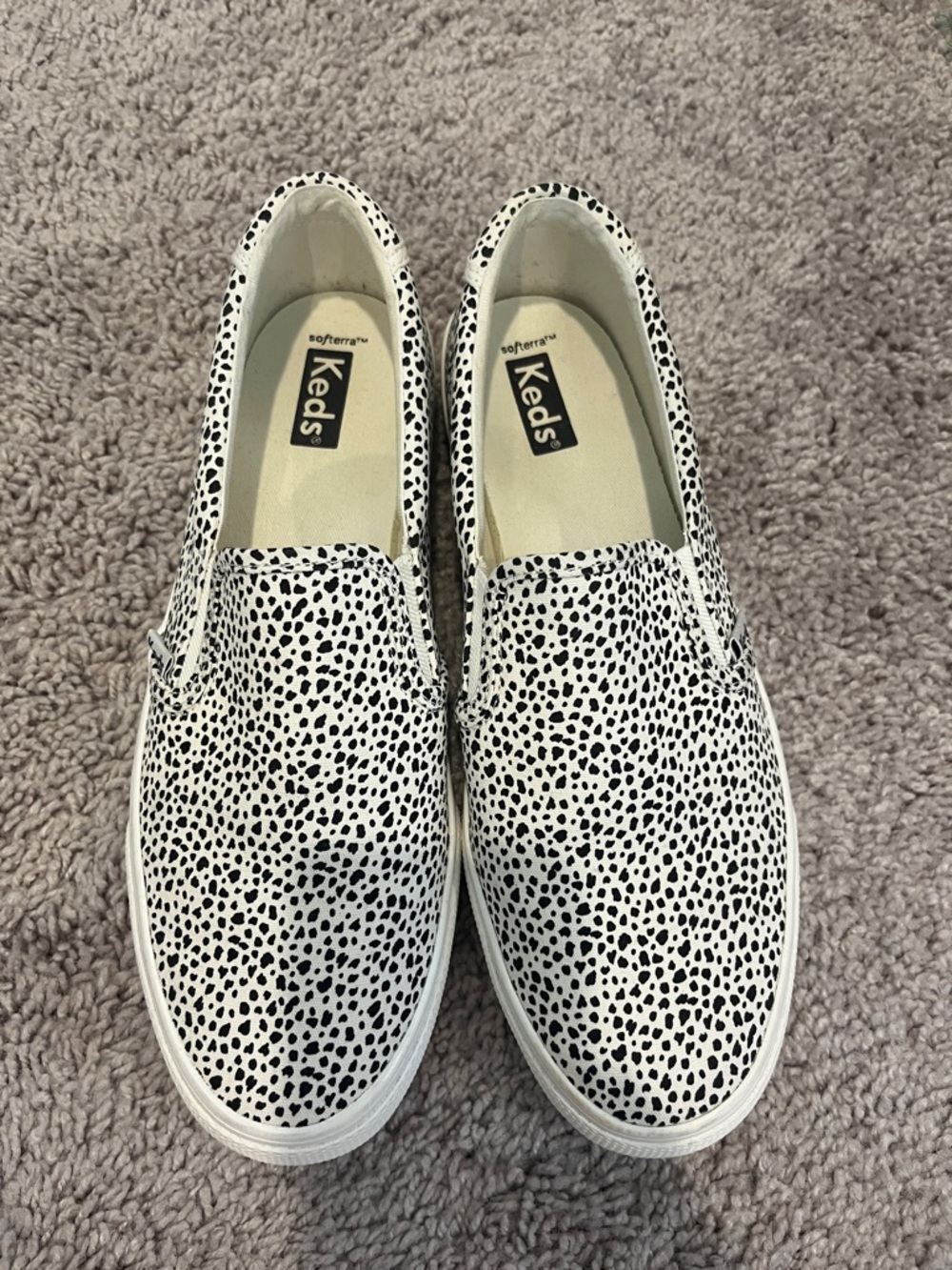 Keds White and Black Dalmatian Slip-On Mules